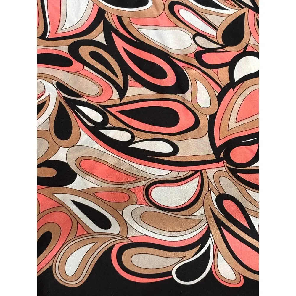 Michael Kors Abstract Mod‎ Print Satin Scarf Wrap Shawl Black Pink Euro Summer